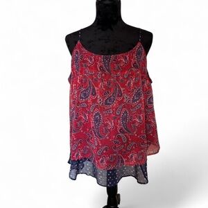Faded Glory Red and Blue Paisley Tank Top Size XXL